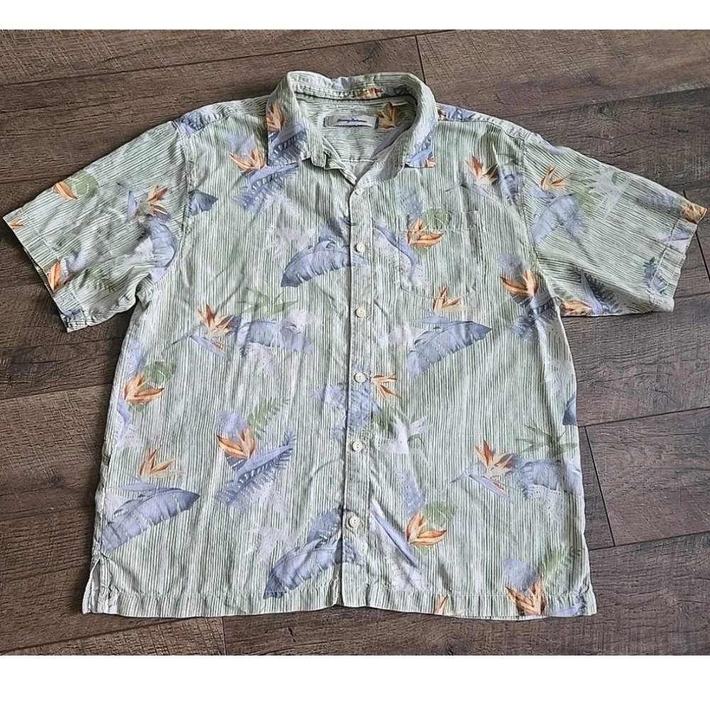 Tommy Bahama Silk Hawaiian Tropical Men's Size XL Button Shirt Short Sleeves
